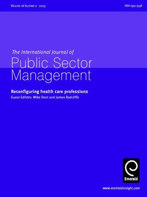 cover image of International Journal of Public Sector Management, Volume 16, Issue 2